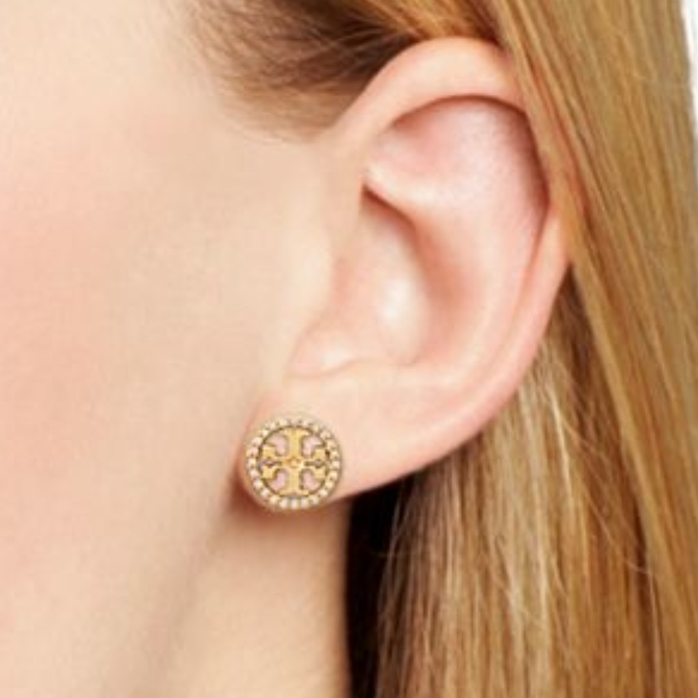 Tory Burch Crystal Logo Circle Stud Earrings $69 - Picture 5 of 5